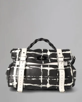 Alexa Pre-Loved Black & White Printed Check Pre-Loved Bags
