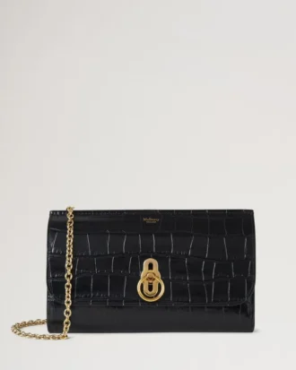 Amberley Clutch Black Shiny Small Croc Women
