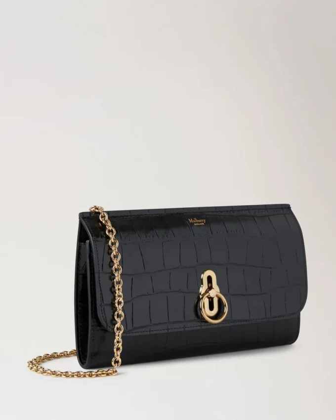 Amberley Clutch Black Shiny Small Croc Women Amberley Clutch Black Shiny Small Croc Women