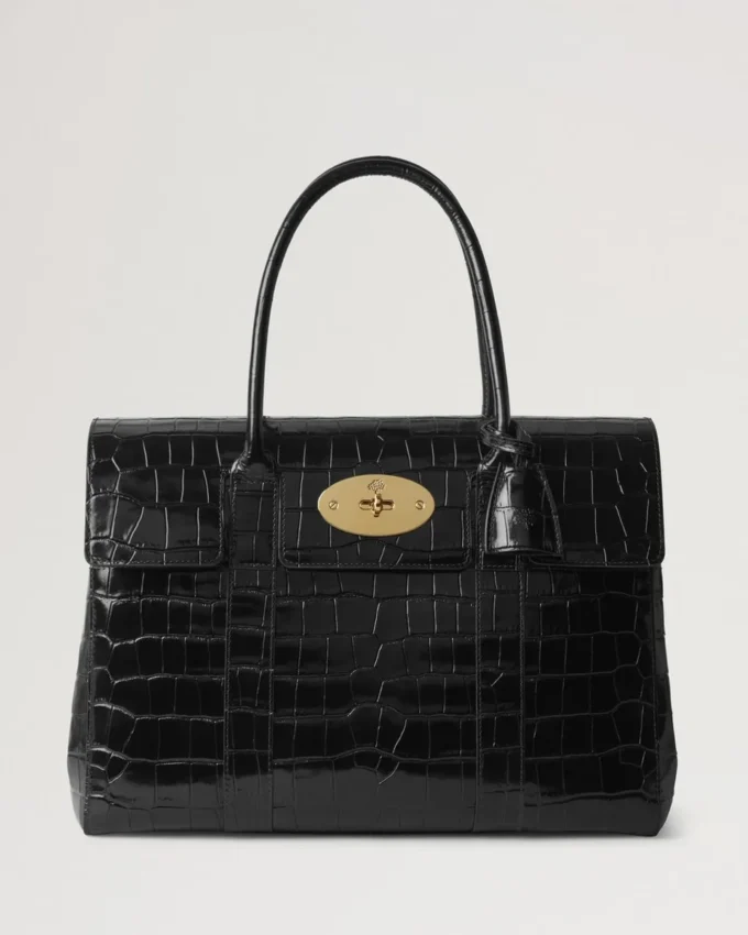 Bayswater Black Shiny Small Croc Women