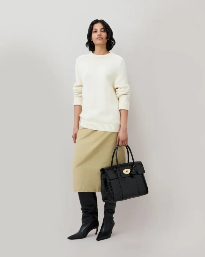 Bayswater Black Shiny Small Croc Women