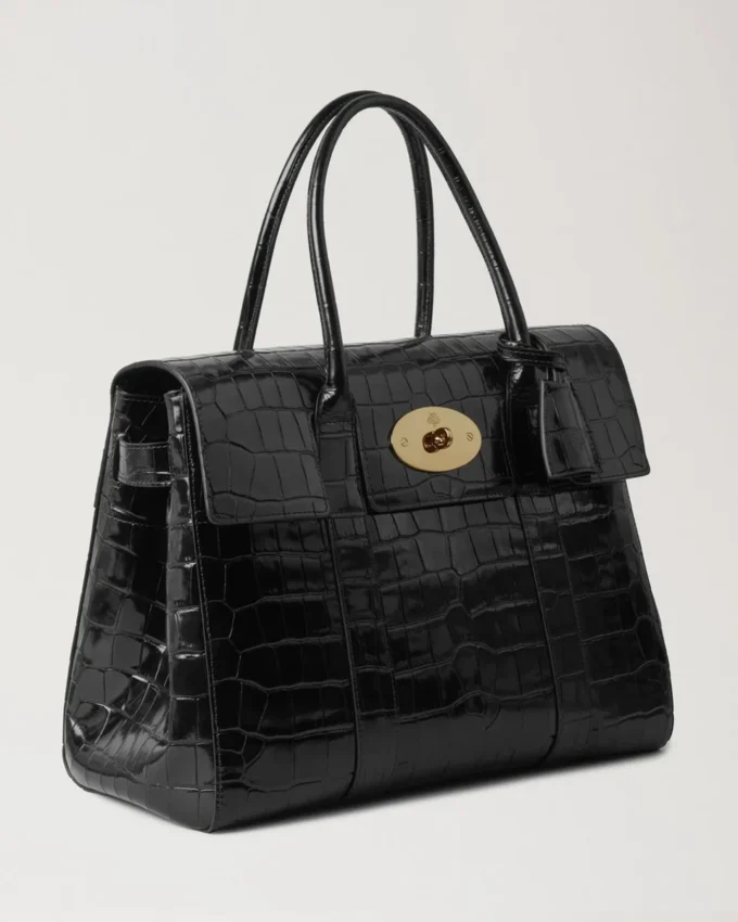Bayswater Black Shiny Small Croc Women