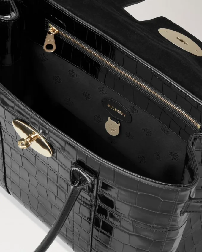 Bayswater Black Shiny Small Croc Women