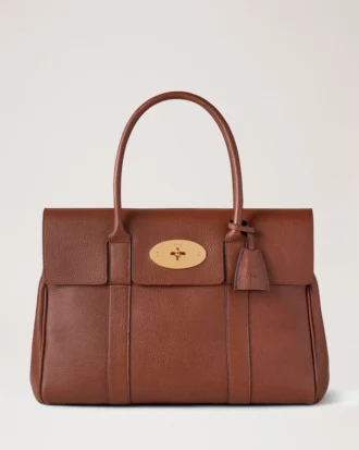 Bayswater in Oak Small Classic Grain Leather Bag Mulberry