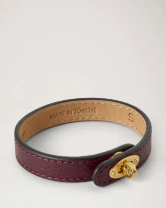Bayswater Thin Bracelet Black Cherry Small Classic Grain & Brass