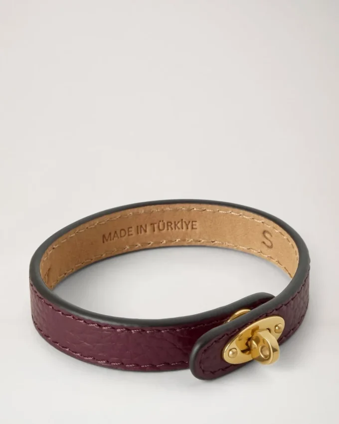 Bayswater Thin Bracelet Black Cherry Small Classic Grain & Brass