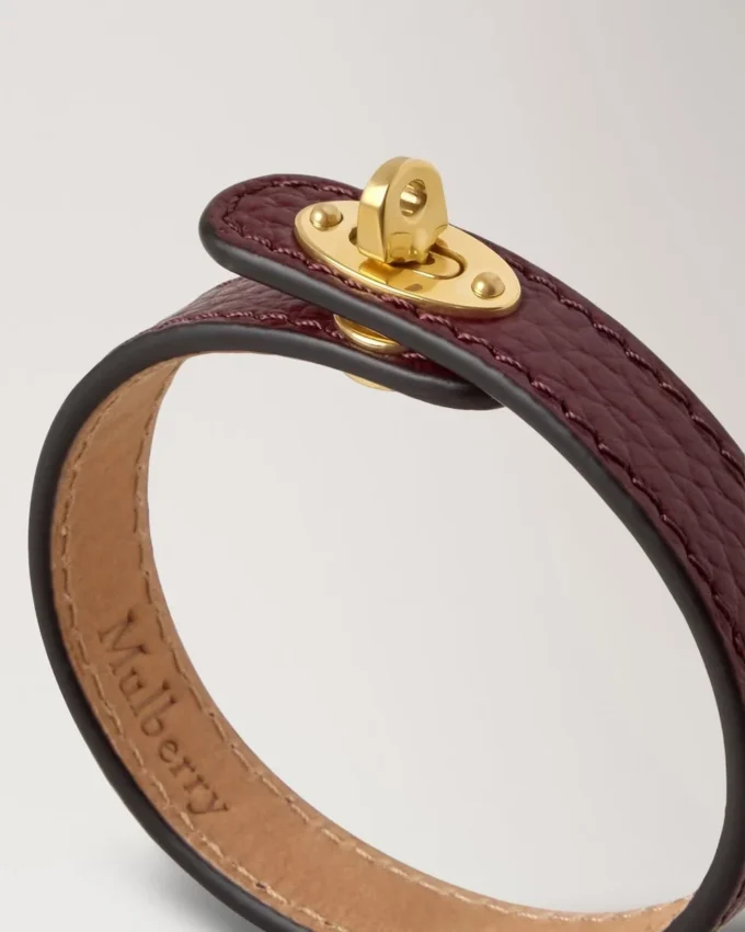 Bayswater Thin Bracelet Black Cherry Small Classic Grain & Brass