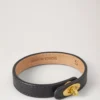 Bayswater Thin Bracelet Black Small Classic Grain & Brass