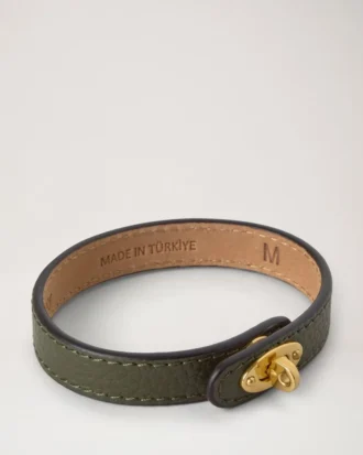 Bayswater Thin Bracelet Juniper Green Small Classic Grain & Brass