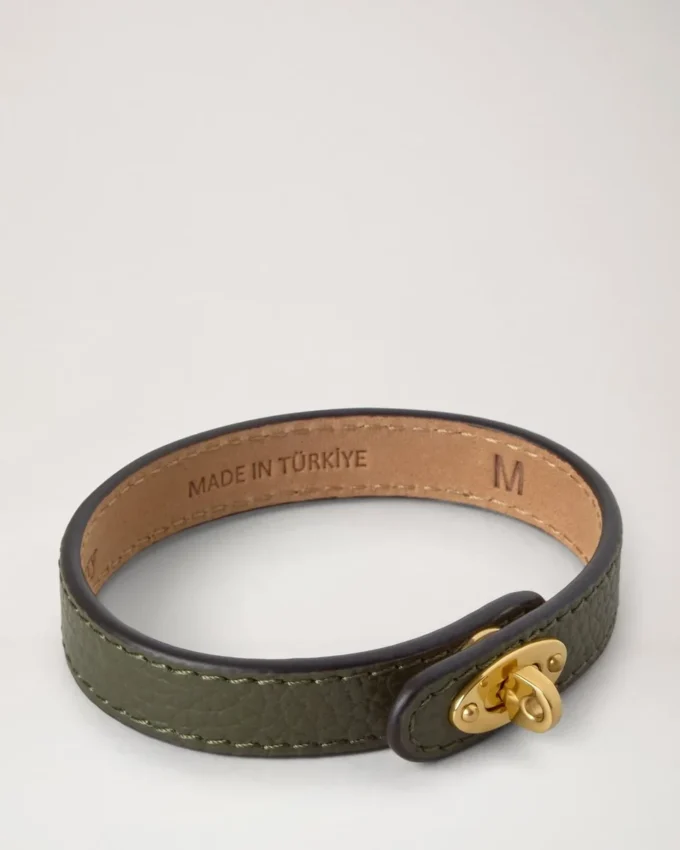 Bayswater Thin Bracelet Juniper Green Small Classic Grain & Brass