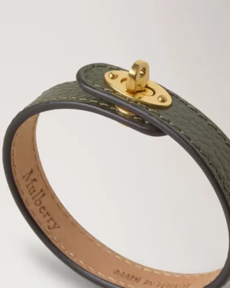 Bayswater Thin Bracelet Juniper Green Small Classic Grain & Brass
