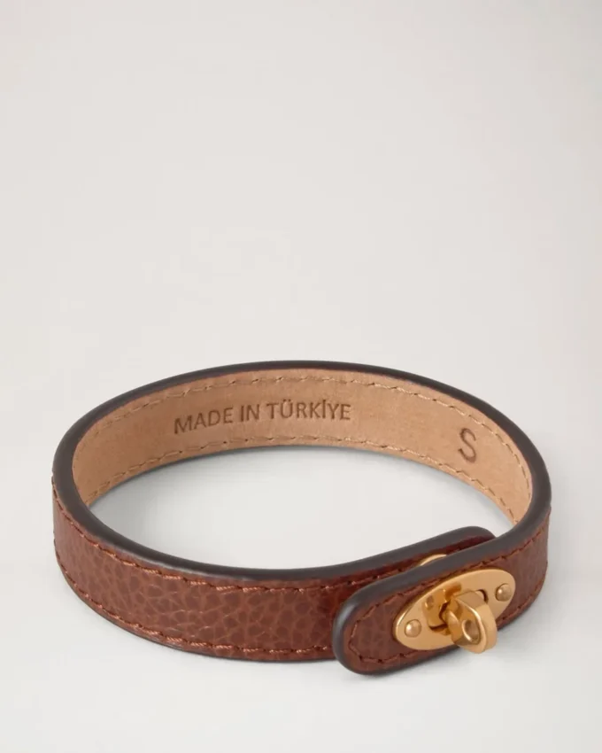 Bayswater Thin Bracelet Oak Small Classic Grain & Brass
