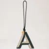 Bi-Colour Leather Keyring- a Mulberry Green & Chalk Silky Calf Bi-Colour Leather Keyring- a Mulberry Green & Chalk Silky Calf