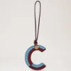 Bi-Colour Leather Keyring – C Pale Slate Silky Calf