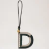 Bi-Colour Leather Keyring- D Mulberry Green & Chalk Silky Calf Bi-Colour Leather Keyring- D Mulberry Green & Chalk Silky Calf