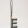 Bi-Colour Leather Keyring- E Mulberry Green & Chalk Silky Calf Bi-Colour Leather Keyring- E Mulberry Green & Chalk Silky Calf