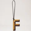 Bi-Colour Leather Keyring – F Deep Amber Silky Calf