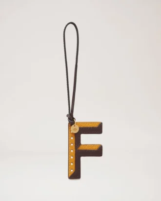 Bi-Colour Leather Keyring – F Deep Amber Silky Calf