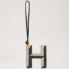 Bi-Colour Leather Keyring- H Mulberry Green & Chalk Silky Calf Bi-Colour Leather Keyring- H Mulberry Green & Chalk Silky Calf