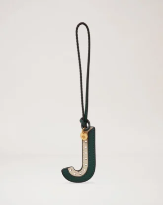 Bi-Colour Leather Keyring – J Mulberry Green & Chalk Silky Calf