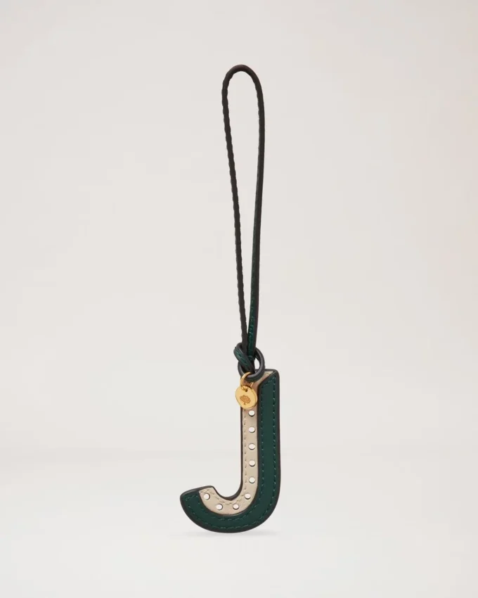 Bi-Colour Leather Keyring – J Mulberry Green & Chalk Silky Calf Bi-Colour Leather Keyring – J Mulberry Green & Chalk Silky Calf