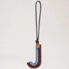 Bi-Colour Leather Keyring – J Pale Slate Silky Calf