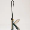 Bi-Colour Leather Keyring – K Mulberry Green & Chalk Silky Calf Bi-Colour Leather Keyring – K Mulberry Green & Chalk Silky Calf