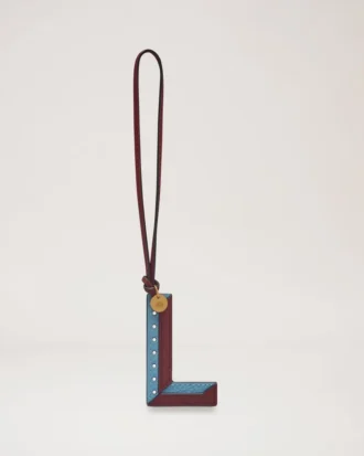 Bi-Colour Leather Keyring – L Pale Slate Silky Calf