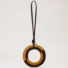 Bi-Colour Leather Keyring – O Deep Amber Silky Calf Bi-Colour Leather Keyring – O Deep Amber Silky Calf