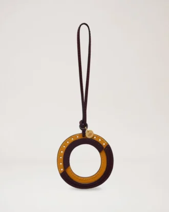 Bi-Colour Leather Keyring – O Deep Amber Silky Calf