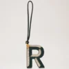 Bi-Colour Leather Keyring- R Mulberry Green & Chalk Silky Calf Bi-Colour Leather Keyring- R Mulberry Green & Chalk Silky Calf