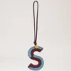 Bi-Colour Leather Keyring – S Pale Slate Silky Calf