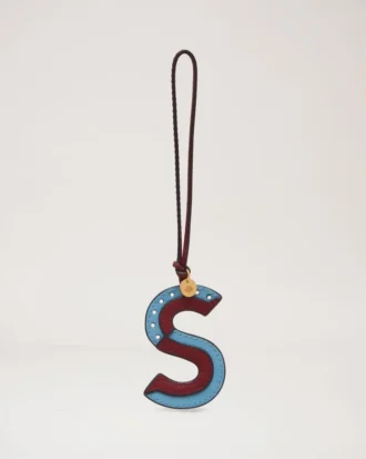 Bi-Colour Leather Keyring – S Pale Slate Silky Calf
