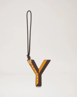 Bi-Colour Leather Keyring – Y Deep Amber Silky Calf