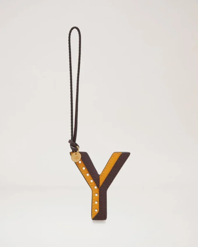 Bi-Colour Leather Keyring – Y Deep Amber Silky Calf Bi-Colour Leather Keyring – Y Deep Amber Silky Calf
