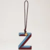 Bi-Colour Leather Keyring – Z Pale Slate Silky Calf