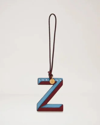 Bi-Colour Leather Keyring – Z Pale Slate Silky Calf