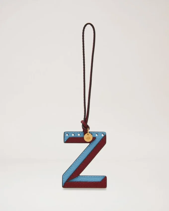 Bi-Colour Leather Keyring – Z Pale Slate Silky Calf