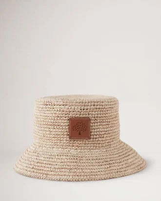 Bucket Hat Beige Raffia Men