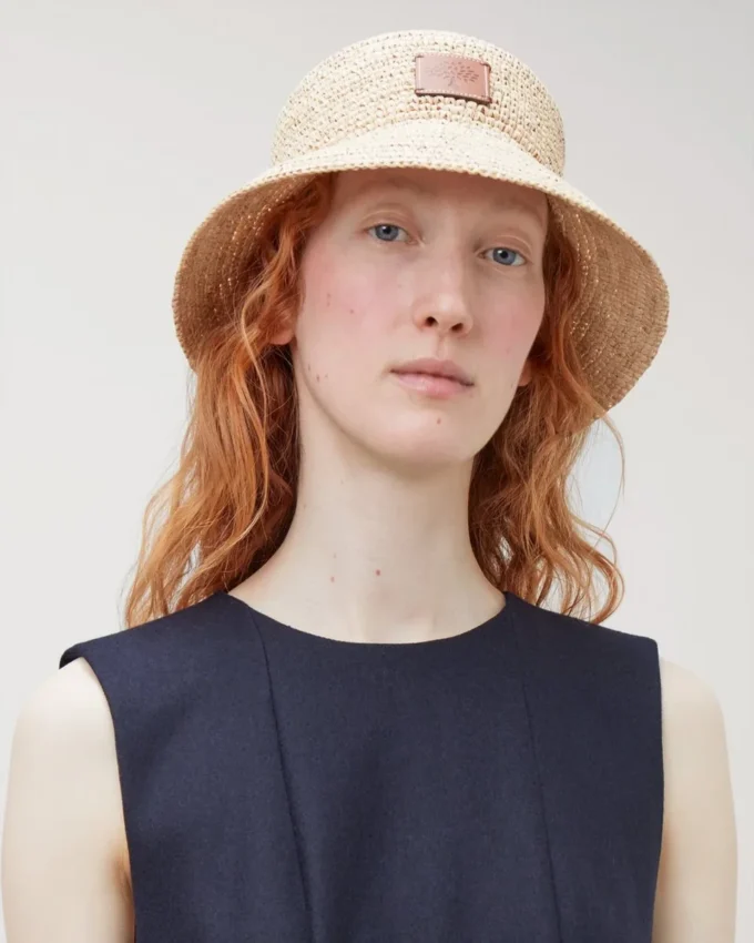 Bucket Hat Beige Raffia Men Bucket Hat Beige Raffia Men