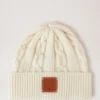 Cable Knit Beanie Ecru Lambswool Women Cable Knit Beanie Ecru Lambswool Women
