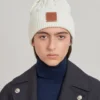 Cable Knit Beanie Ecru Lambswool Women Cable Knit Beanie Ecru Lambswool Women