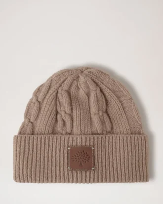 Cable Knit Beanie Maple Lambswool Women