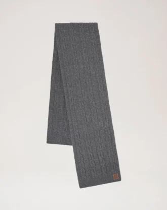 Cable Knit Scarf Charcoal Lambswool Women