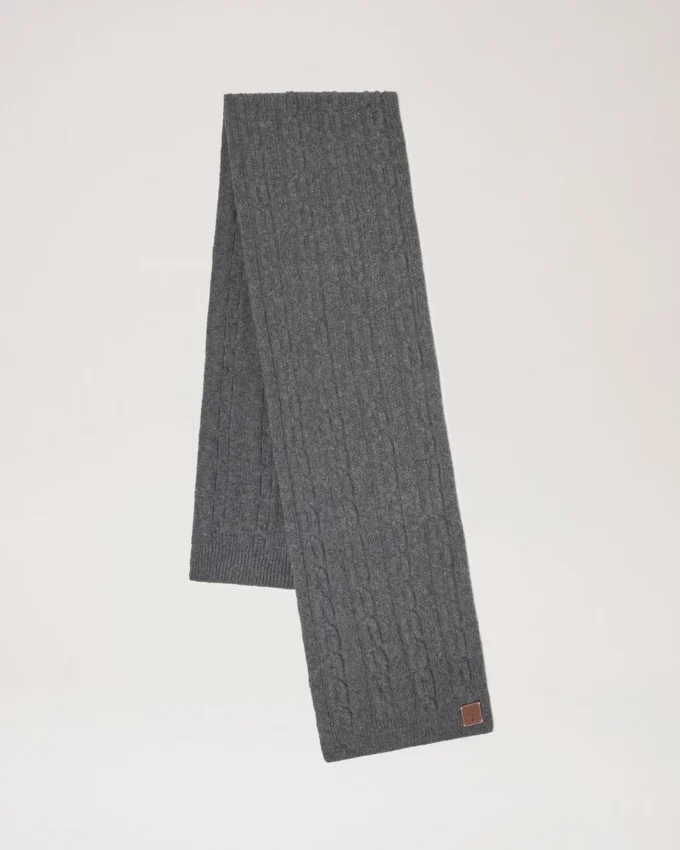 Cable Knit Scarf Charcoal Lambswool Women Cable Knit Scarf Charcoal Lambswool Women