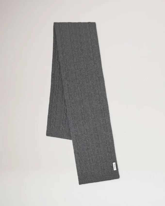 Cable Knit Scarf Charcoal Lambswool Women Cable Knit Scarf Charcoal Lambswool Women