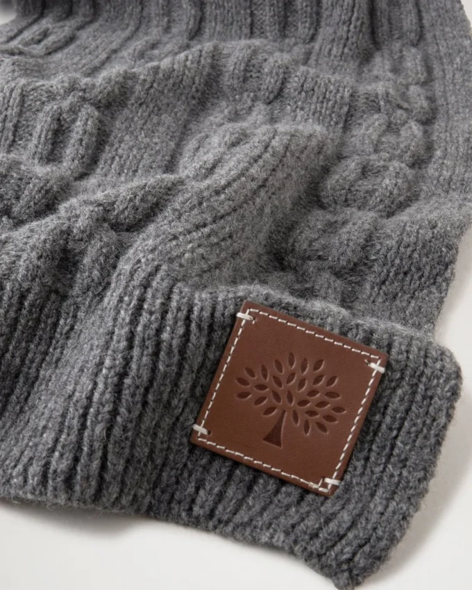Cable Knit Scarf Charcoal Lambswool Women Cable Knit Scarf Charcoal Lambswool Women