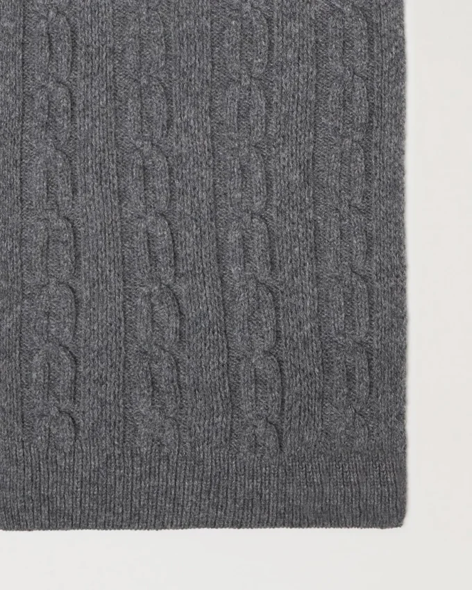 Cable Knit Scarf Charcoal Lambswool Women Cable Knit Scarf Charcoal Lambswool Women