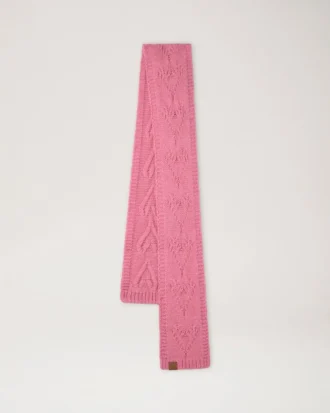 Cable Knitted Heart Scarf Rhubarb Lambswool Women