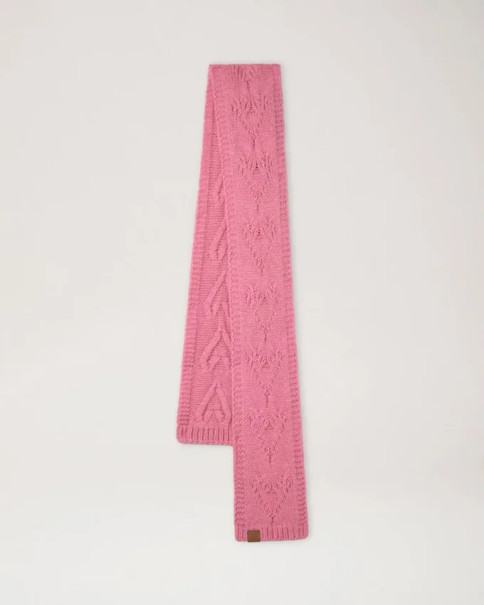 Cable Knitted Heart Scarf Rhubarb Lambswool Women Cable Knitted Heart Scarf Rhubarb Lambswool Women